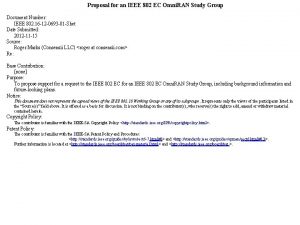 Proposal for an IEEE 802 EC Omni RAN