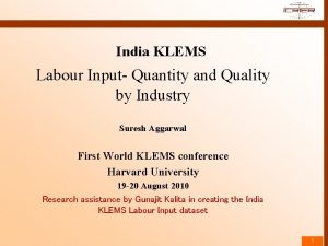 India KLEMS Labour Input Quantity and Quality by