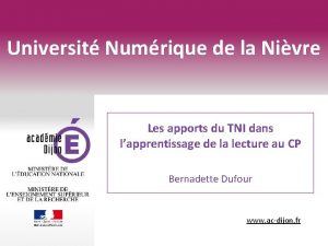 Universit Numrique de la Nivre Les apports du