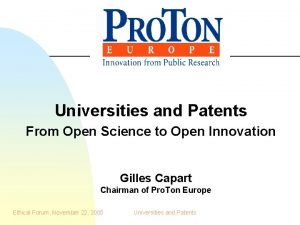 Universities and Patents From Open Science to Open