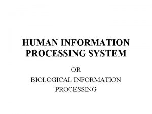 HUMAN INFORMATION PROCESSING SYSTEM OR BIOLOGICAL INFORMATION PROCESSING