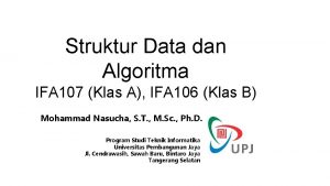 Struktur Data dan Algoritma IFA 107 Klas A