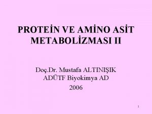 PROTEN VE AMNO AST METABOLZMASI II Do Dr