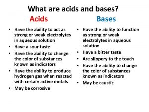 What are acids and bases Acids Bases Have