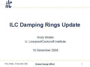 ILC Damping Rings Update Andy Wolski U LiverpoolCockcroft