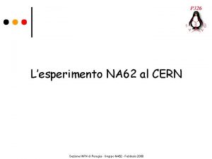 Lesperimento NA 62 al CERN Sezione INFN di