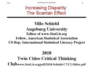 V 1 A Increasing Disparity The Scanlan Effect