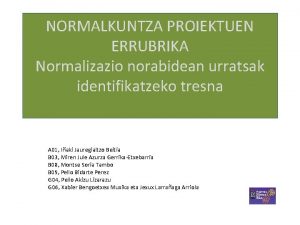 NORMALKUNTZA PROIEKTUEN ERRUBRIKA Normalizazio norabidean urratsak identifikatzeko tresna