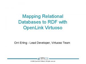 Mapping Relational Databases to RDF with Open Link