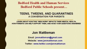 Bedford Health and Human Services Bedford Public Schools