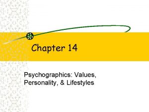 Chapter 14 Psychographics Values Personality Lifestyles Learning Objectives