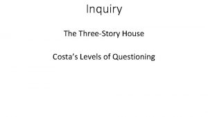 Inquiry The ThreeStory House Costas Levels of Questioning