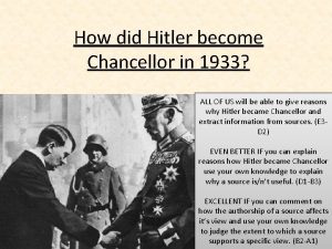 How did Hitler become Chancellor in 1933 ALL