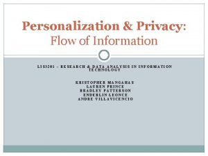 Personalization Privacy Flow of Information LIS 3201 RESEARCH