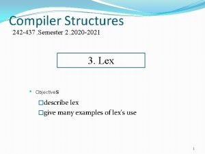 Compiler Structures 242 437 Semester 2 2020 2021