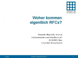 Woher kommen eigentlich RFCs Alexander Mayrhofer enum at