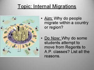 Topic Internal Migrations Aim Why do people migrate