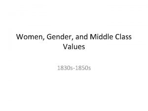 Women Gender and Middle Class Values 1830 s1850