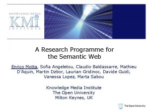 A Research Programme for the Semantic Web Enrico