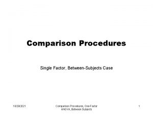 Comparison Procedures Single Factor BetweenSubjects Case 10282021 Comparison