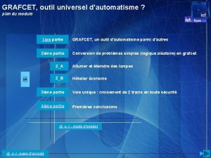 GRAFCET outil universel dautomatisme plan du module 1re