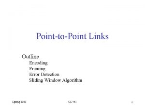 PointtoPoint Links Outline Encoding Framing Error Detection Sliding