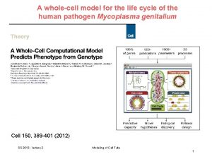 A wholecell model for the life cycle of