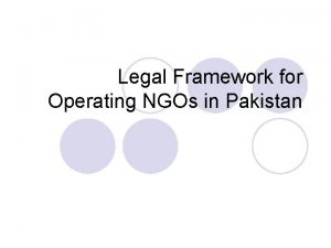 Legal Framework for Operating NGOs in Pakistan Laws