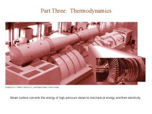 Part Three Thermodynamics Steam turbine converts the energy