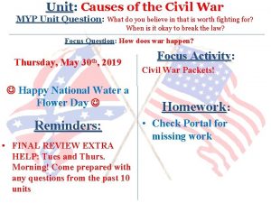 Unit Causes of the Civil War MYP Unit