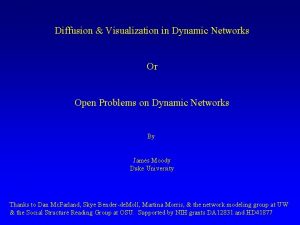 Diffusion Visualization in Dynamic Networks Or Open Problems