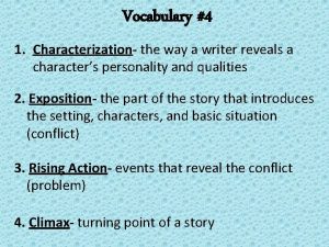 Vocabulary 4 1 Characterization the way a writer