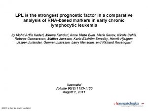 LPL is the strongest prognostic factor in a