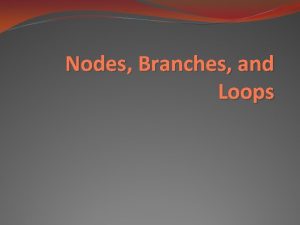 Nodes Branches and Loops Objective of Lecture Describe