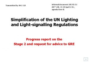 Transmitted by IWG SLR Informal document GRE81 19