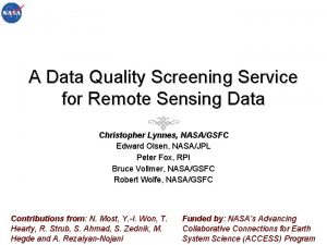 A Data Quality Screening Service for Remote Sensing