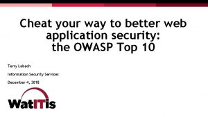 Cheat your way to better web application security