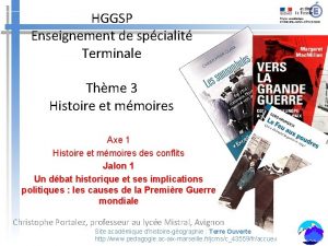 HGGSP Enseignement de spcialit Terminale Thme 3 Histoire