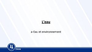 Leau aEau et environnement Cycle et rserves de