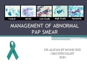 MANAGEMENT OF ABNORMAL PAP SMEAR DR ALIFAH BT