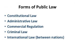 Forms of Public Law Constitutional Law Administrative Law