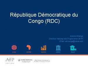 Rpublique Dmocratique du Congo RDC Arsene Binanga Directeur