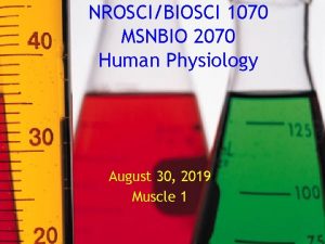 NROSCIBIOSCI 1070 MSNBIO 2070 Human Physiology August 30