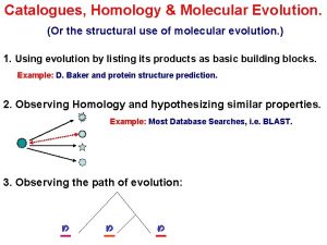 Catalogues Homology Molecular Evolution Or the structural use