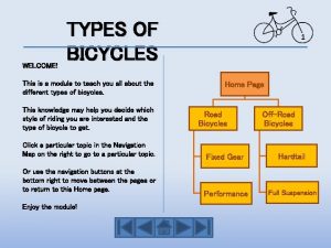 WELCOME TYPES OF BICYCLES This is a module