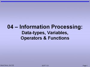 04 Information Processing Datatypes Variables Operators Functions Mark