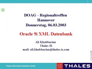 1 DOAG Regionaltreffen Hannover Donnerstag 06 03 2003