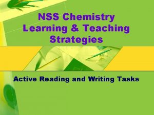 NSS Chemistry Learning Teaching Strategies Active Reading and