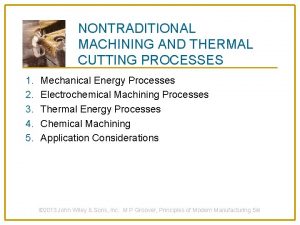 NONTRADITIONAL MACHINING AND THERMAL CUTTING PROCESSES 1 2