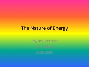 The Nature of Energy Physical Science Ms Pollock